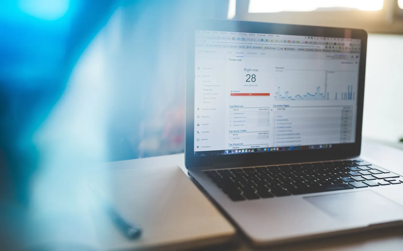 Analytics dashboard on a laptop